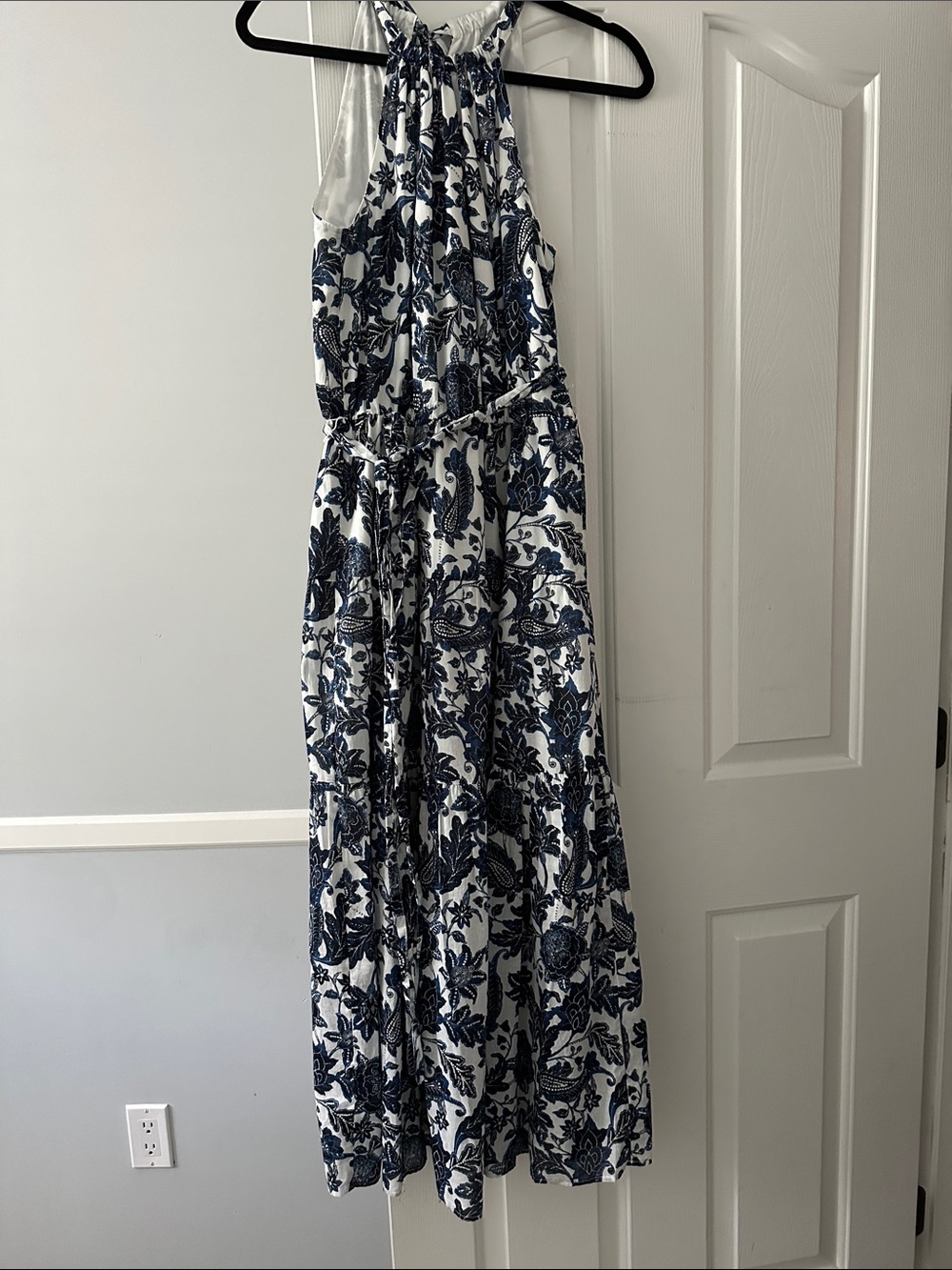 Tommy Hilfiger White and Navy Floral Halter Maxi